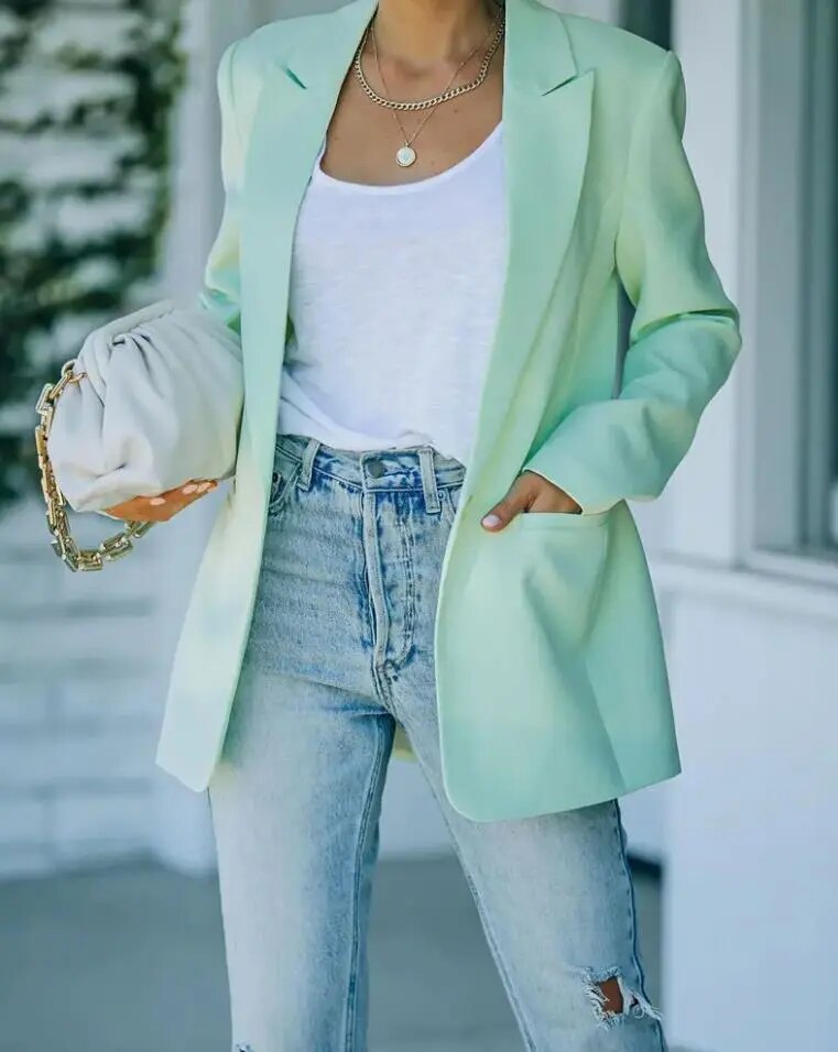 Levoire | Blazer Pour Femmes Avec Poches Pratiques Vert