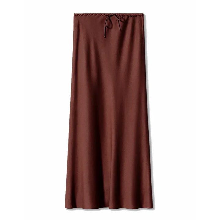 Levoire | Jupe Maxi Élégante Avec Cordon Chocolat