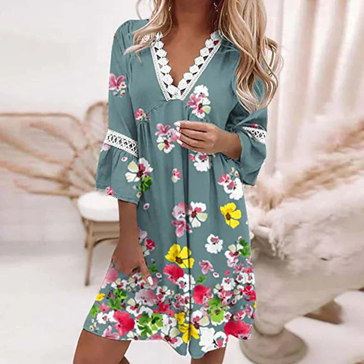 Levoire | Robes D'Été Fleuries Légères Bleu Gris