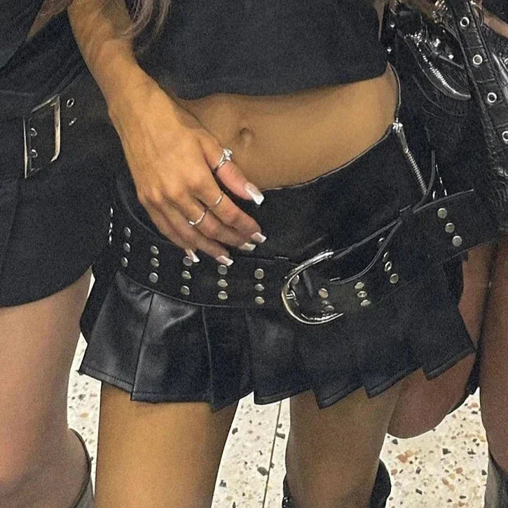 Levoire | Jupe Mini En Cuir Taille Basse Y2K