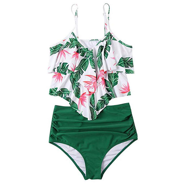 Levoire | Hetty Bikini Taille Haute - Un Bikini Unique Et Confortable. Vert avec des fleurs