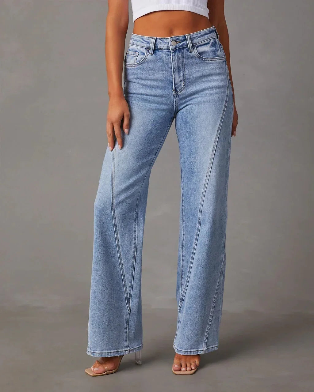 Levoire | Jean Dames Patchwork À Coupe Décontractée Et Ajustée Avec Jambe Large