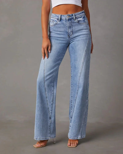 Levoire | Jean Dames Patchwork À Coupe Décontractée Et Ajustée Avec Jambe Large