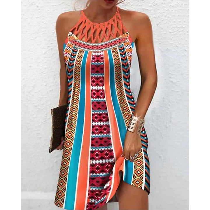 Levoire | Robe Avec Imprimé À Col Halter orange noir
