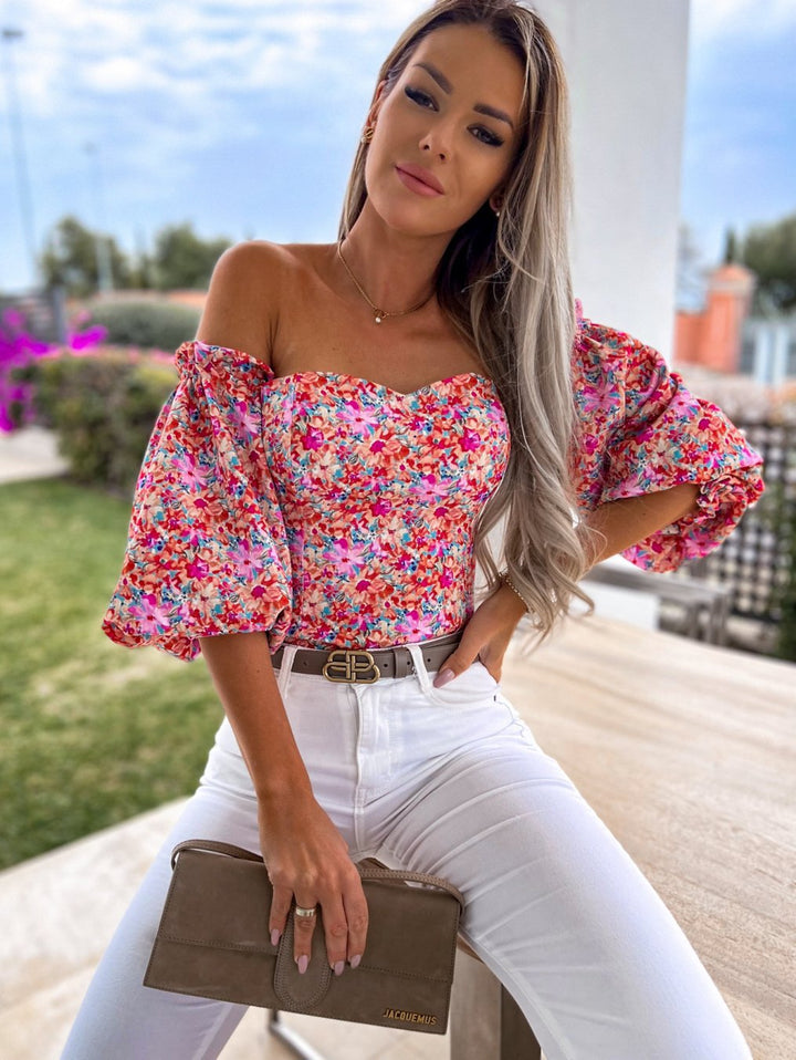 Levoire | Blouse Florale Avec Bretelles Multicolore 1