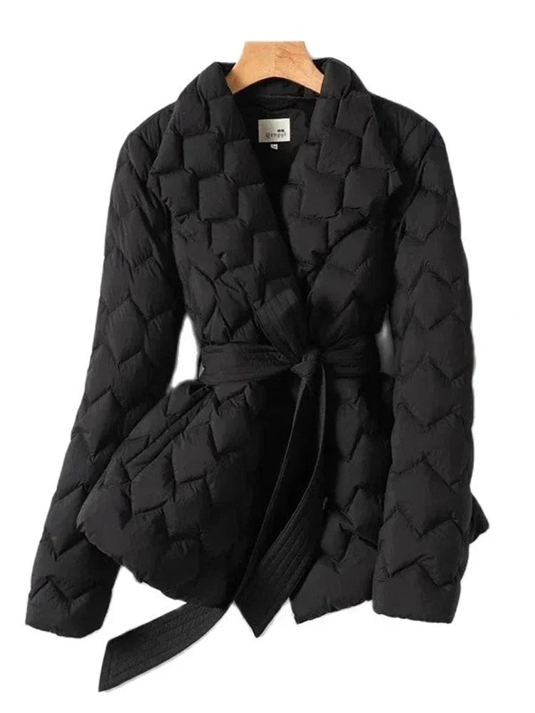 Levoire | Manteau En Duvet Élégant Avec Ceinture Noir