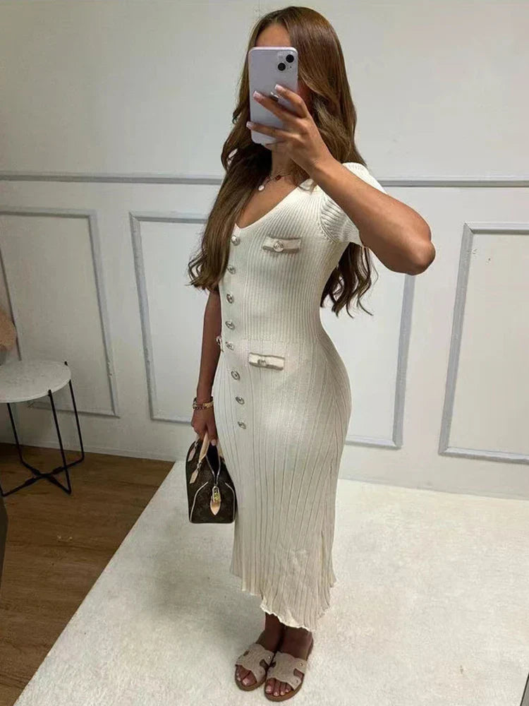 Levoire | Élégante Et Extensible Robe D'Été Pour Toutes Les Occasions Blanc
