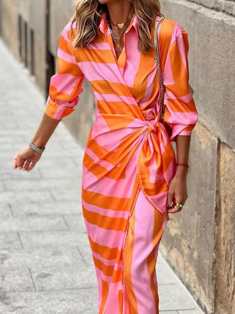 Levoire | Robe maxi en lin Rosa & Orange
