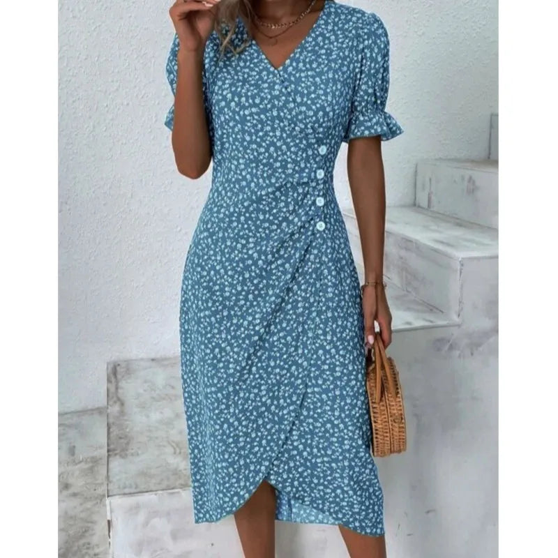 Levoire | Robe Enveloppante Blossom Bleu