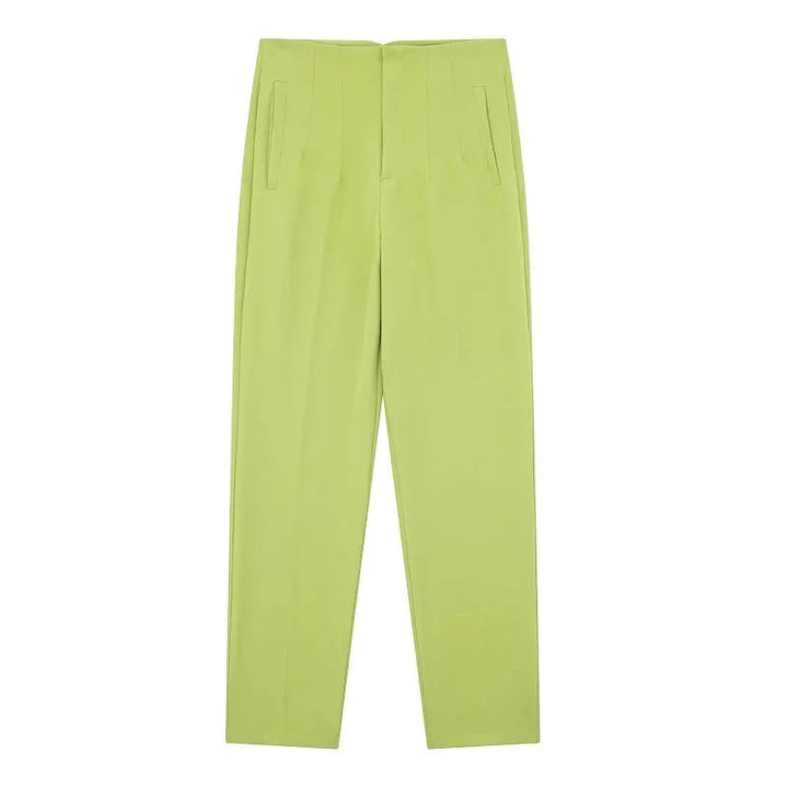Levoire | Pantalons formels taille haute avec des mesures fines et élégantes Kellert vert