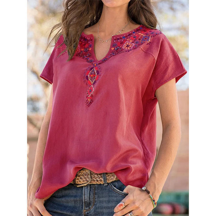Levoire | Blouse Boho Avec Motif Floral Rot