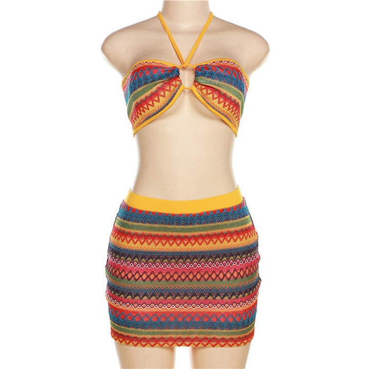 Levoire | Haut Crop Creux & Mini Jupe Deux Ensembles