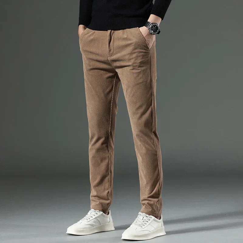 Levoire | Pantalon En Velours Côtelé Élégant Pour Hommes Kaki