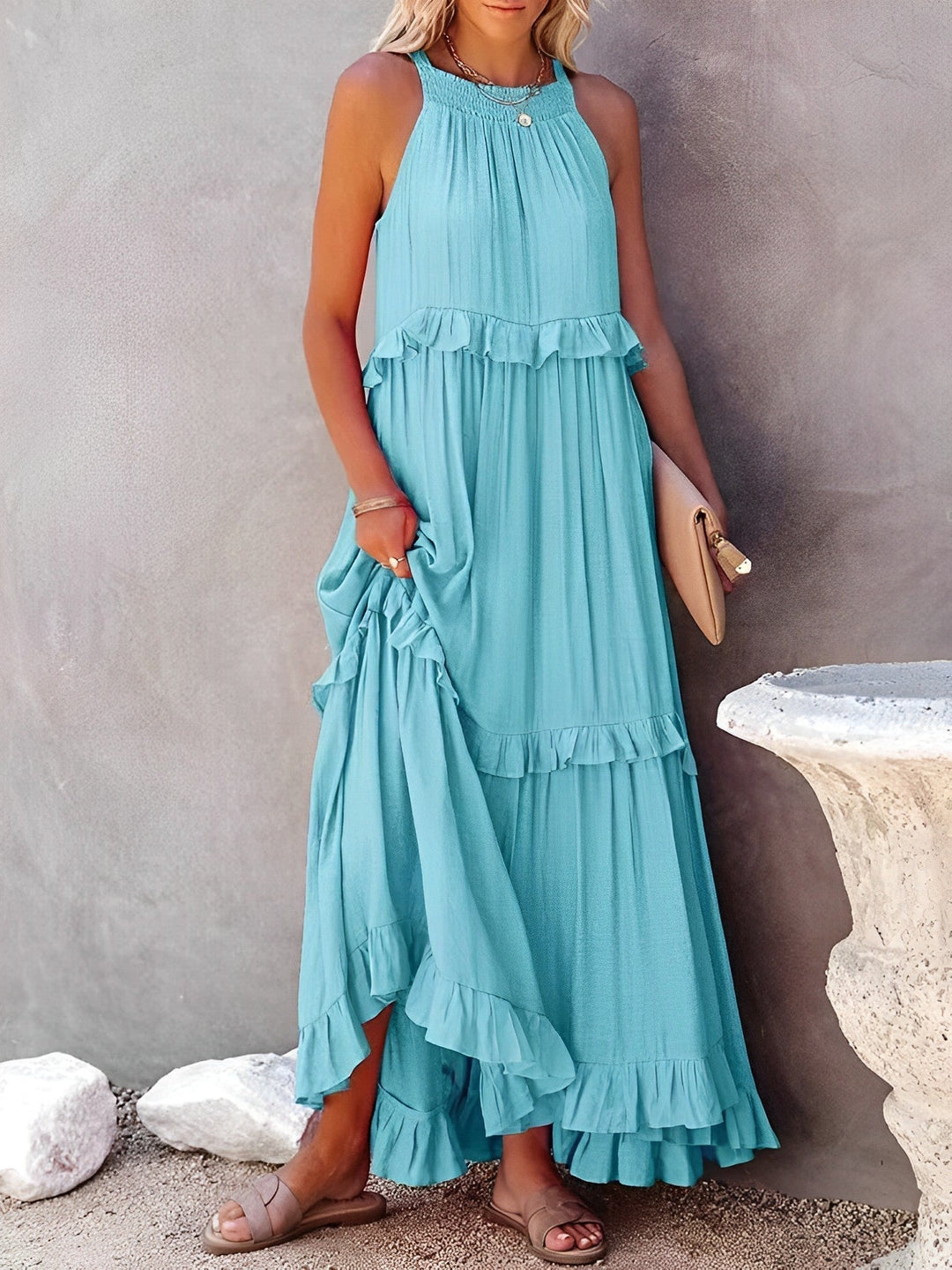 Levoire | Robe Bohème Estivale Avec Élégance Bleu ciel