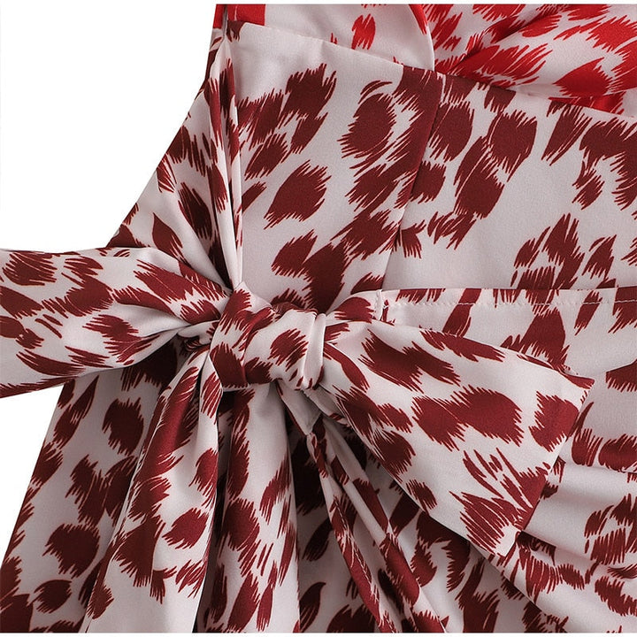 Levoire | Motif Léopard Robe Mini À Une Épaule Sans Manches