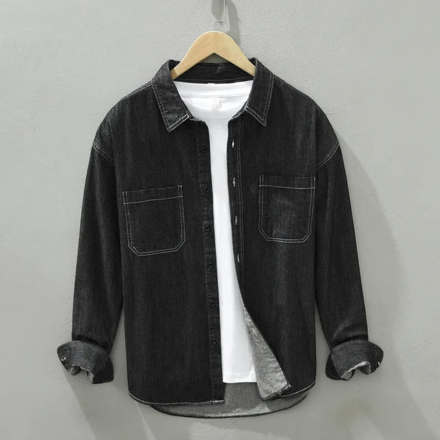 Levoire | Chemise En Denim Intemporel Hommes Noir 2