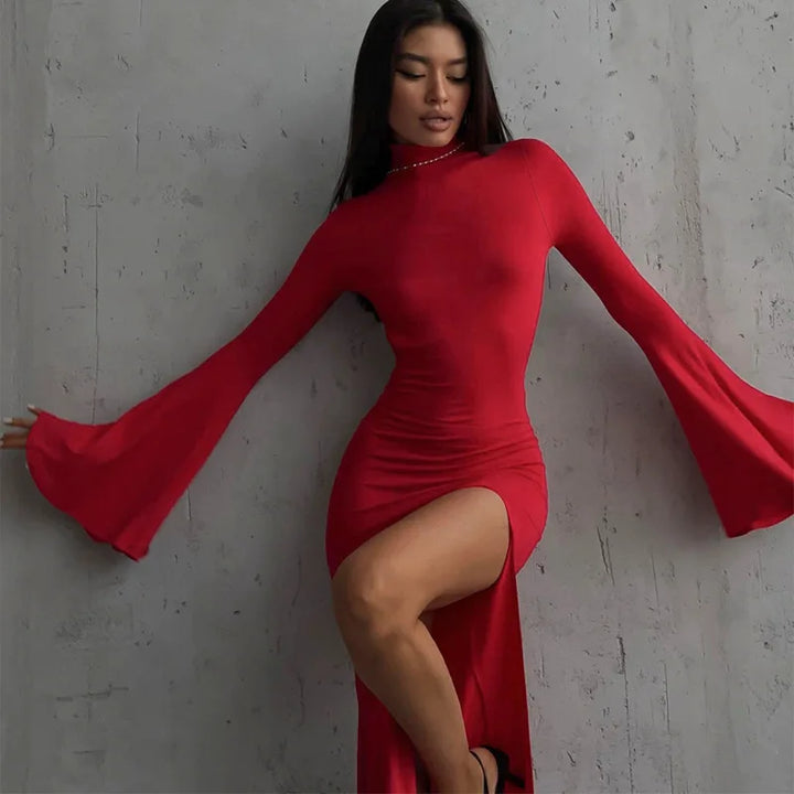 Levoire | Dos Ouvert Sexy Fente Robe Maxi rouge