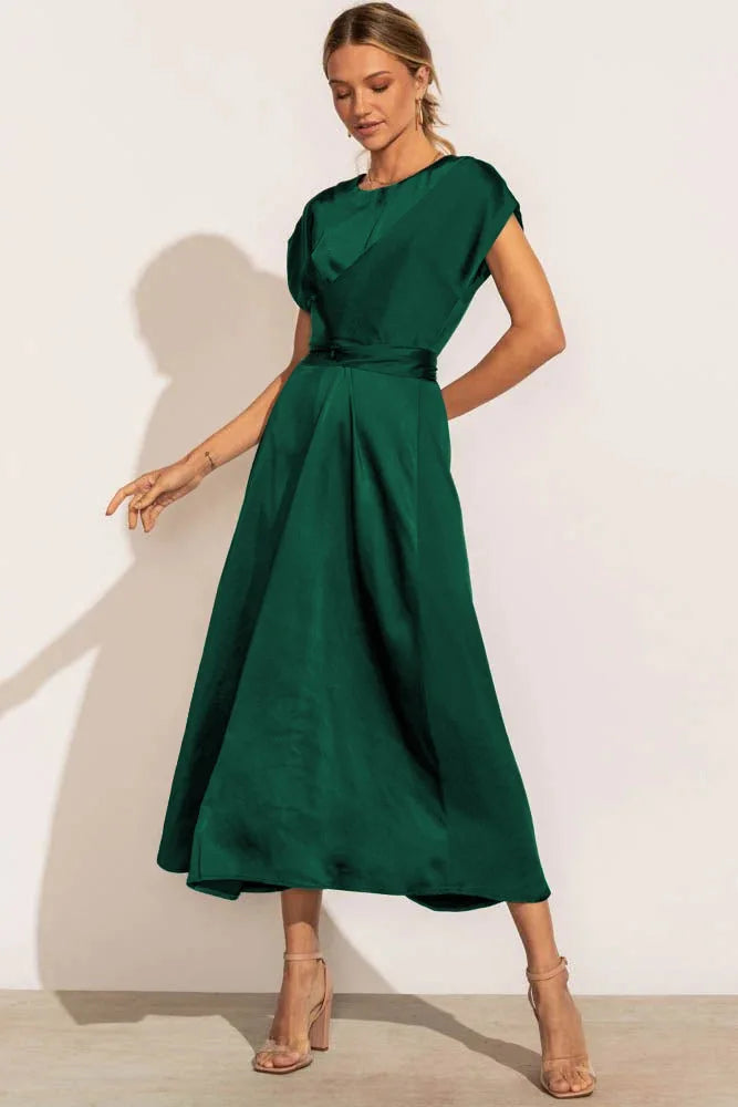 Levoire | Robe De Soirée Exclusive En Satin De Soie Vert foncé