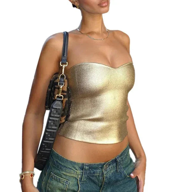 Levoire | Bandage Metallic Shine Tricot Corset Top