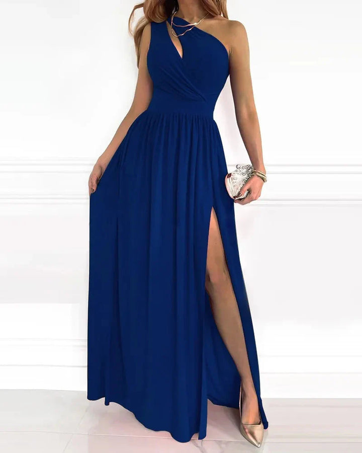 Levoire | Élégant Maxi Robe À Une Épaule Bleu