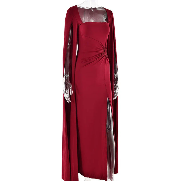 Levoire | Robe Longue À Manches Cape Avec Fente