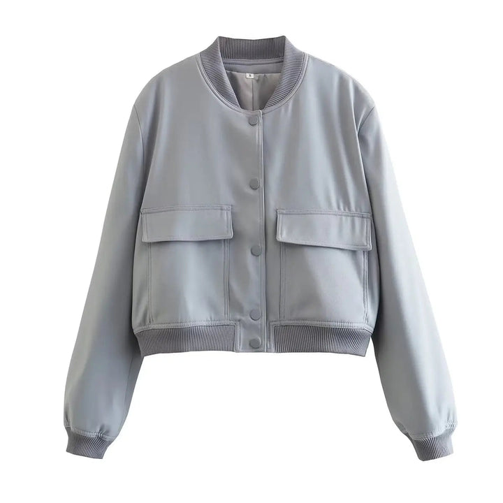 Levoire | Veste bomber à manches longues avec col et poches Gris