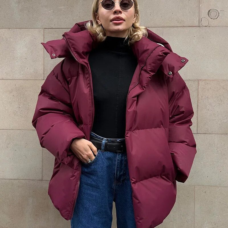 Levoire | Veste Grande Taille Élégante Avec Capuche Vin rouge