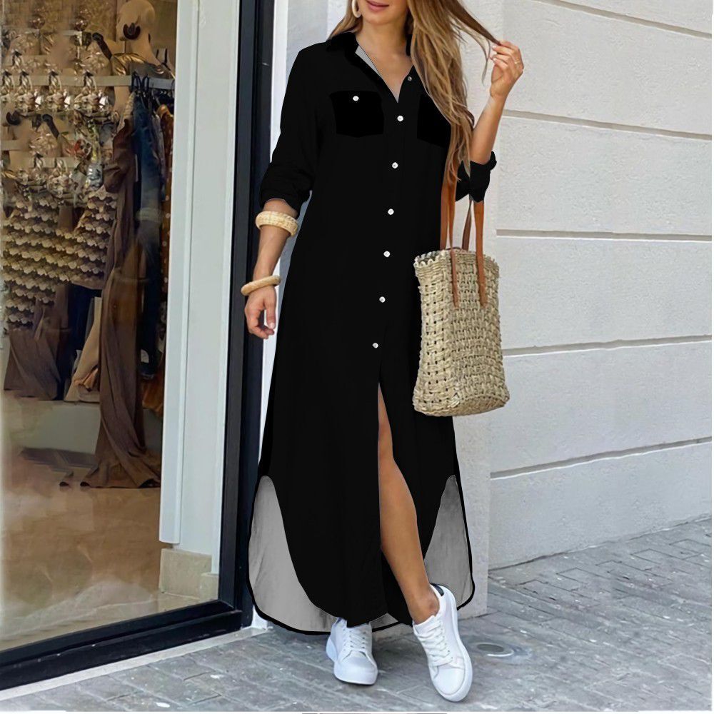 Levoire | Robe Chemise Col Rabattu Noir