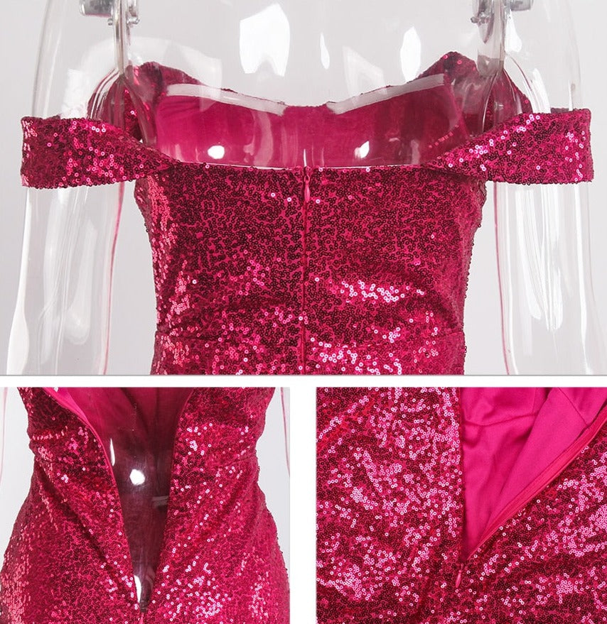 Levoire | Rosa Pailleté Sans Dos Mini Robe