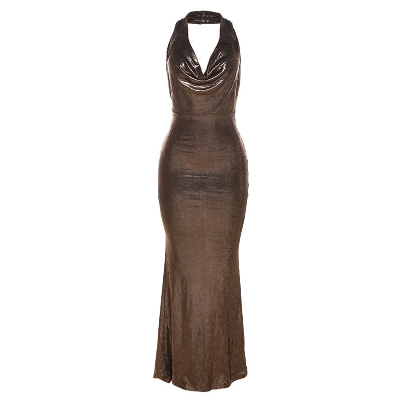 Levoire | Robe Maxi À Volants Métallisés Sans Manches