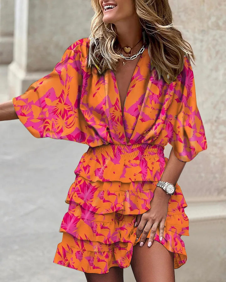 Levoire | Imprimé Mode Mini Robe Orange