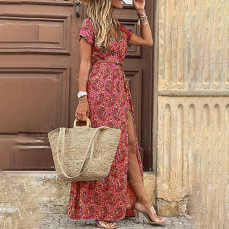 Levoire | Élégante Robe Boho Chic Pour Femmes Rot