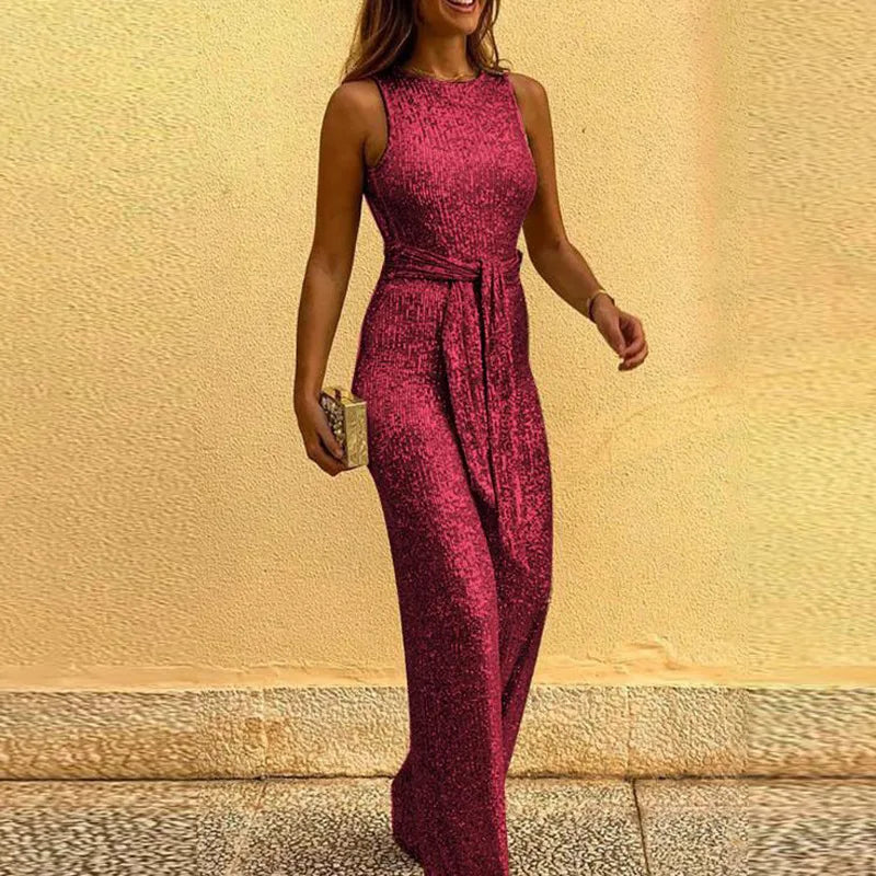 Levoire | Jumpsuit En Paillettes Élégant Bordeaux
