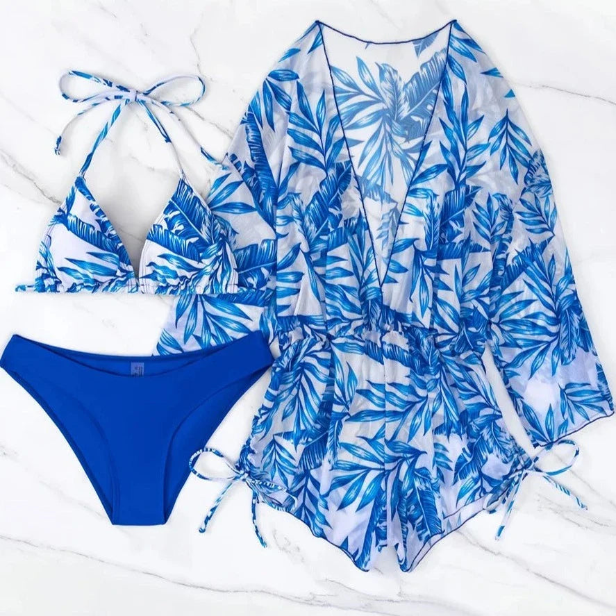 Levoire | Ensemble De Plage Combinaison Et Bikini Bleu