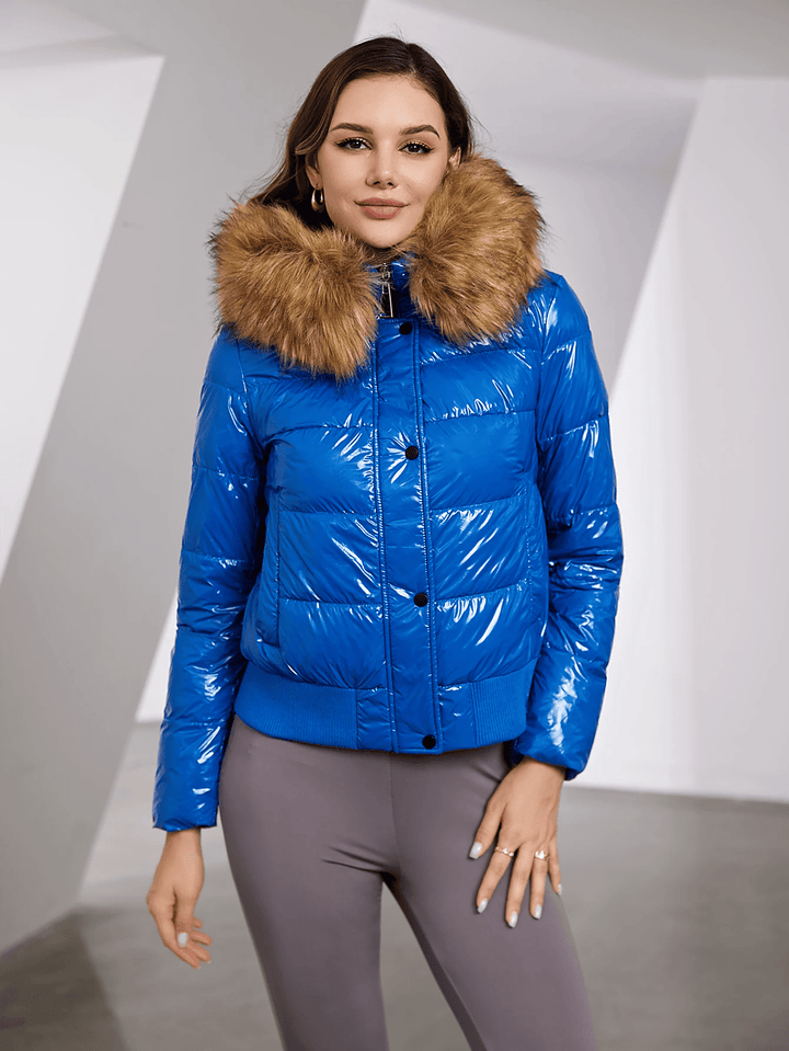 Levoire | Manteau capuche fausse fourrure manches longues
