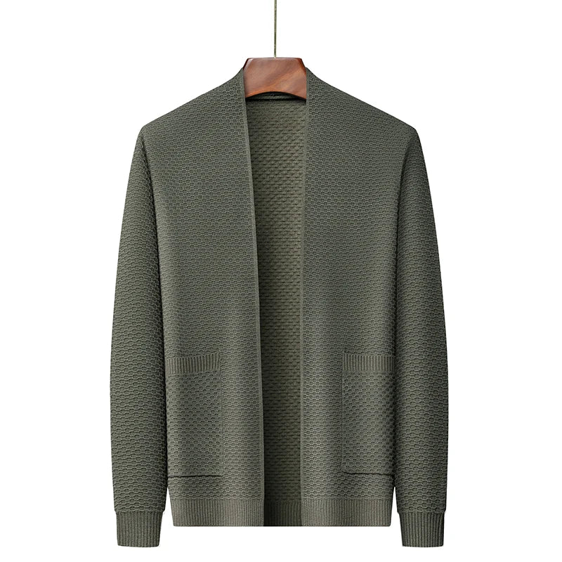 Levoire | Gilet en tricot à manches longues avec coupe ajustée et poches Vert