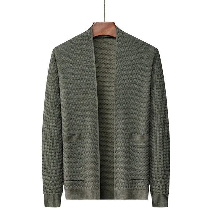Levoire | Gilet en tricot à manches longues avec coupe ajustée et poches Vert