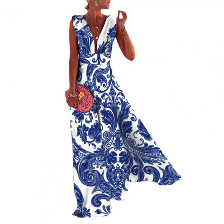 Levoire | Robe Avec Décolleté En V Profond Bleu