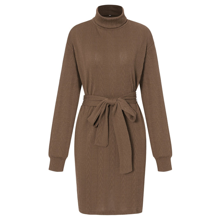 Levoire | Robe Mini Ceinturée Col Roulé Khaki