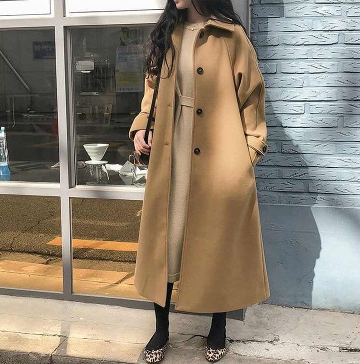 Levoire | Veste Longue À Ceinture à Manches Confortable avec Poches Kaki