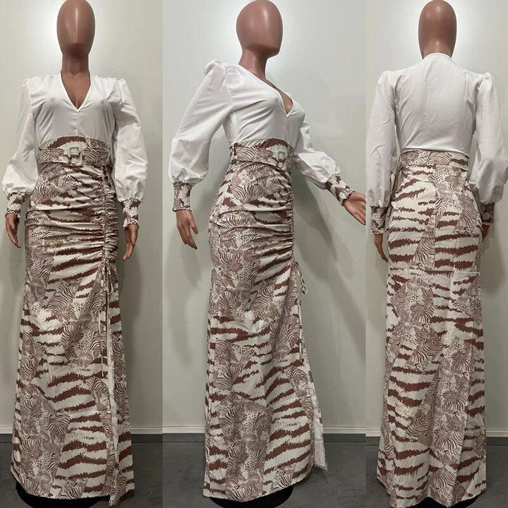 Levoire | Robe Maxi Dyp V-Glad Zebra