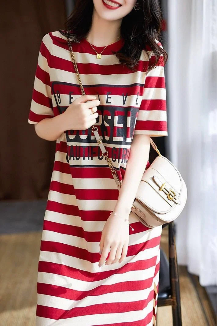 Levoire | Robe Midi Décontractée Et Tendance À Manches Courtes Pour L'Été