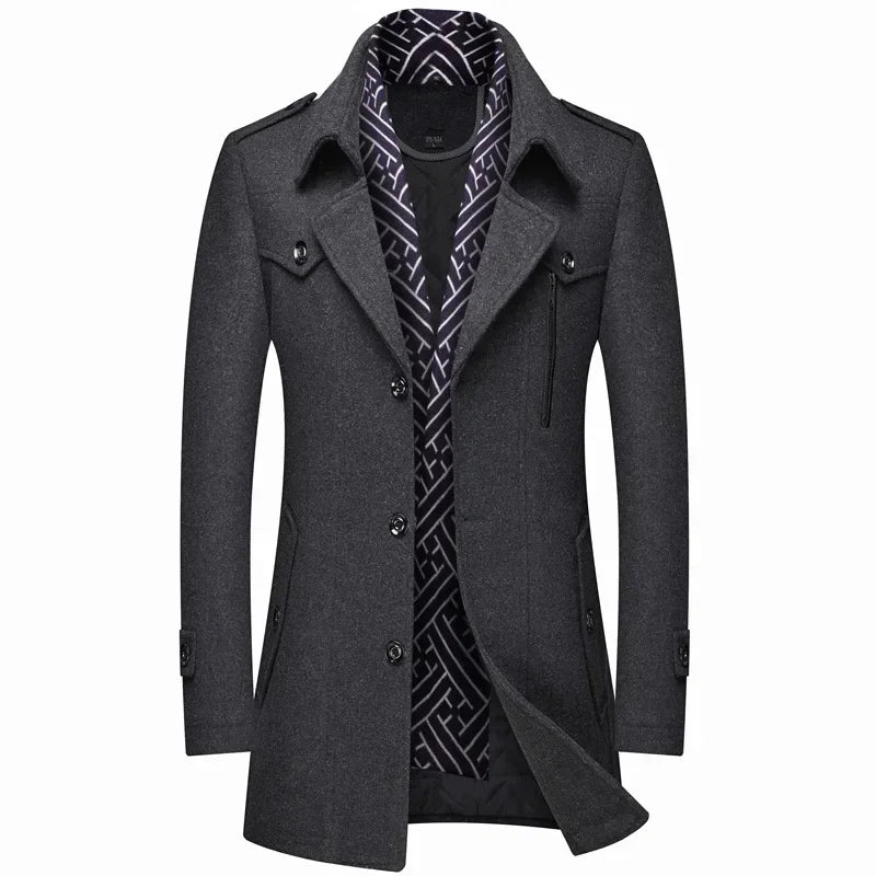 Levoire | Long Wool Coat With Buttons Gris foncé