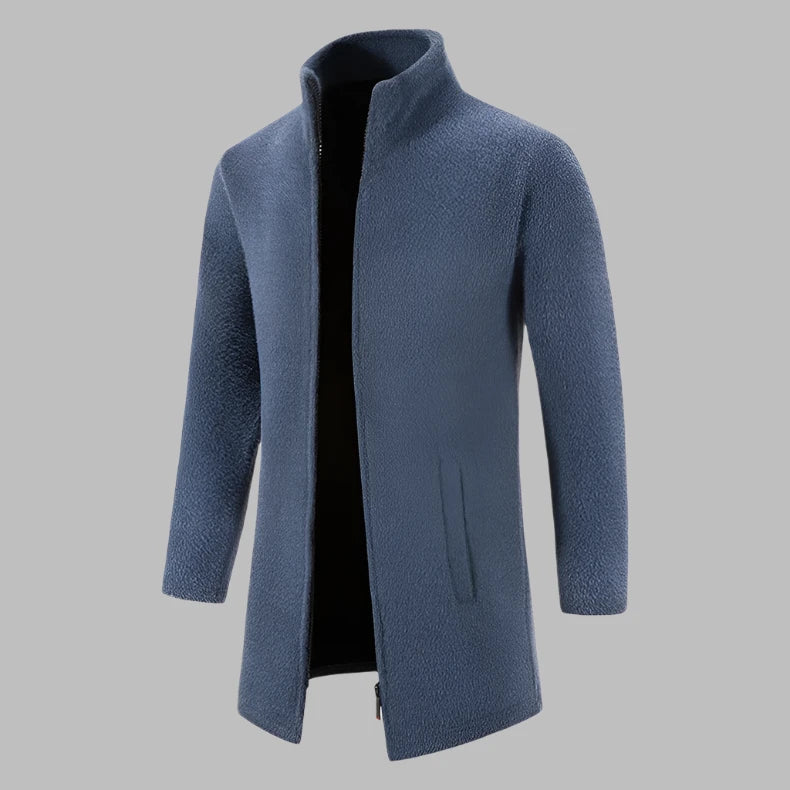 Levoire | Pull En Polaire Long Confortable Avec Zip Pour Hommes Bleu