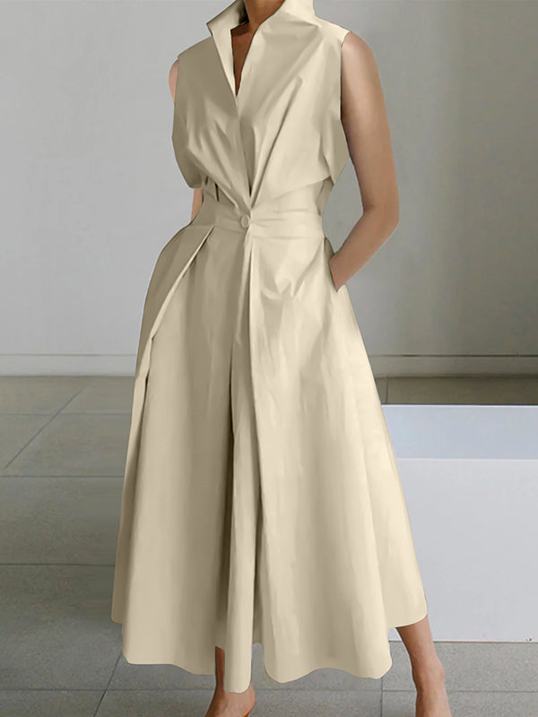 Levoire | Robe En Coton Avec Col De Chemise Blanc Beige