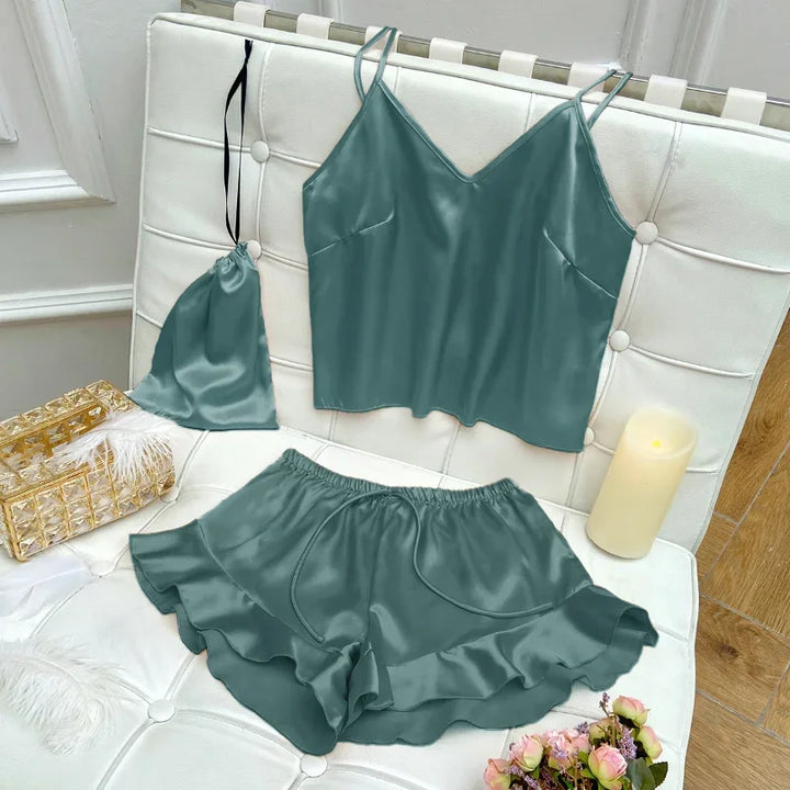 Levoire | Deux Pièces Pyjama Satin Vert