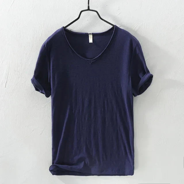 Levoire | T-Shirt Col V Intemporel Hommes Bleu marine