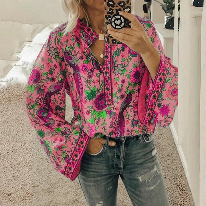 Levoire | Blouse Avec Motif Floral Bohémien Rosa