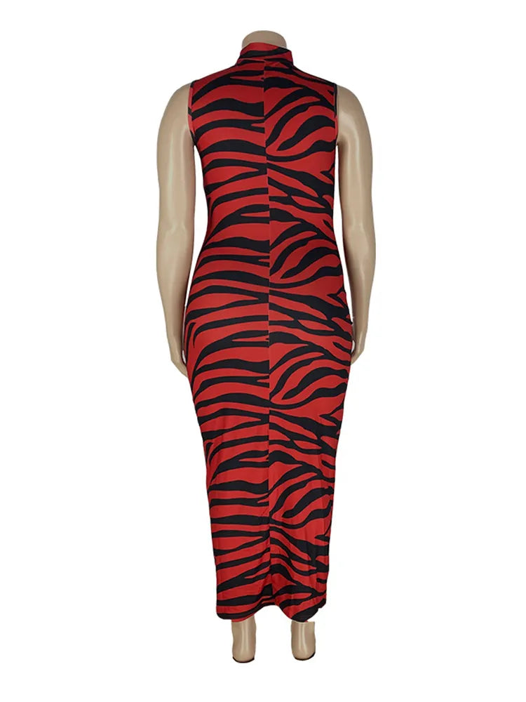 Levoire | Robe Maxi Sans Manches À Motif Zèbre Grande Taille