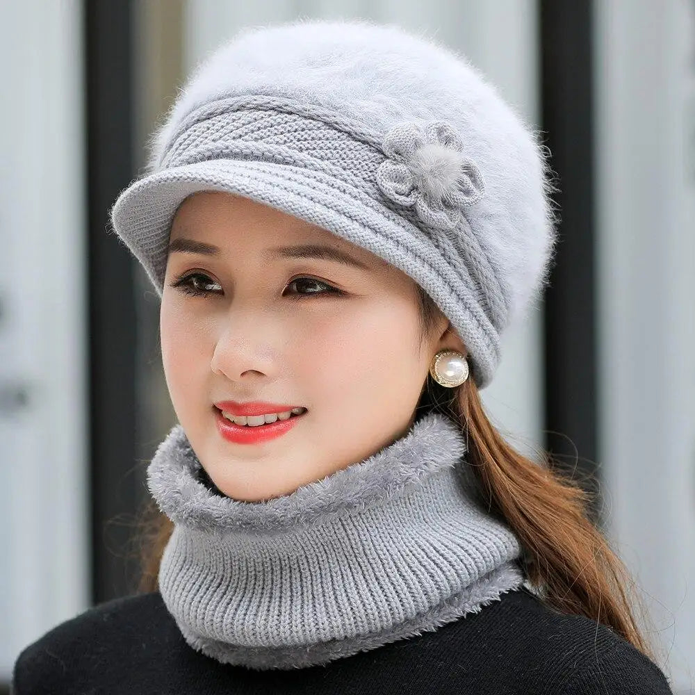 Levoire | Chapeau-D-Hiver-Pour-Femme-Avec-Doublure-En-Polaire-Et-Écharpe Gris 55-58